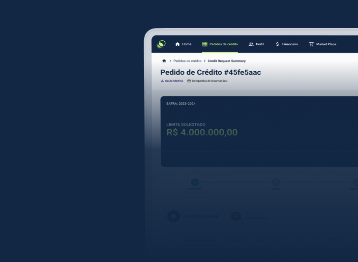 Uma plataforma que apoia o mercado financeiro com a análise de risco de crédito e negociação de títulos de crédito do agro.