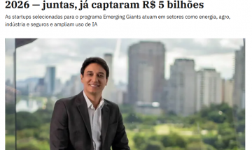 Captura de tela da Exame noticiando a seleção da KPMG de 16 startups com alto potencial de crescimento para 2026.